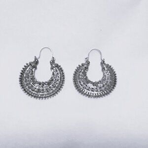 Silver Mandala style boho earrings